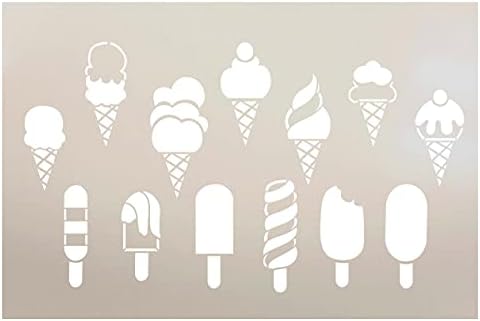 Picolé e embelezamento de sorvete estêncil por Studior12 | Decoração de casa de verão DIY | Artigo e pintura | Modelo reutilizável | Selecione o tamanho
