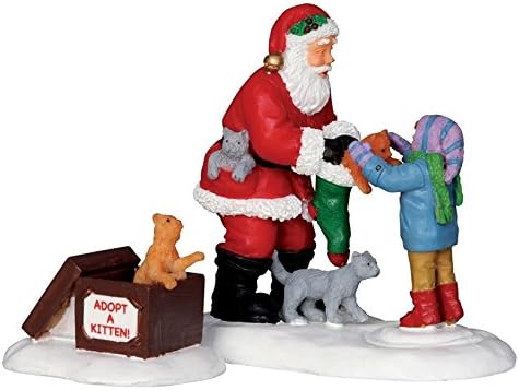 LaMax Papai Noel do Papai Noel e gatinhos Conjunto de estatuas de 2 peças de Natal 22045