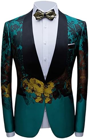 Jaqueta de trajes de festa floral masculino Luxo de um botão de impressão de impressão blazer elegante jacquard lapeel wedding festa