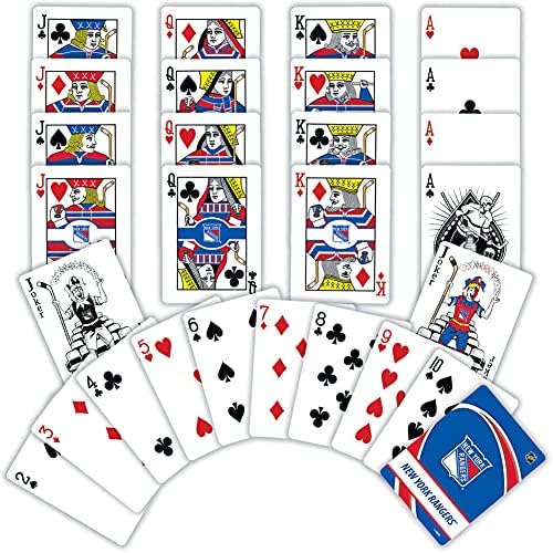 Jogos familiares da Mestrepieces - NHL New York Rangers Playing Cards - Oficialmente licenciado Deck de cartas para adultos, crianças e família