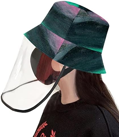 Chapéu de proteção para adultos com escudo facial, chapéu de pescador anti -sun tap, noturno lua cheia lake montanha