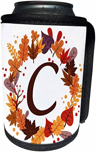 3drose folhas de outono grinalda monograma C Brown inicial - lata mais fria