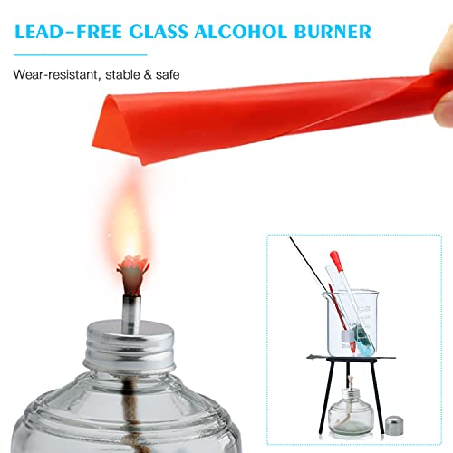Annwah Glass Alcohol Lamp Burner - Química queimador de queimador garrafa de aquecimento portátil com tampa de metal 150 ml com 5 pavios de substituição gratuitos e funil