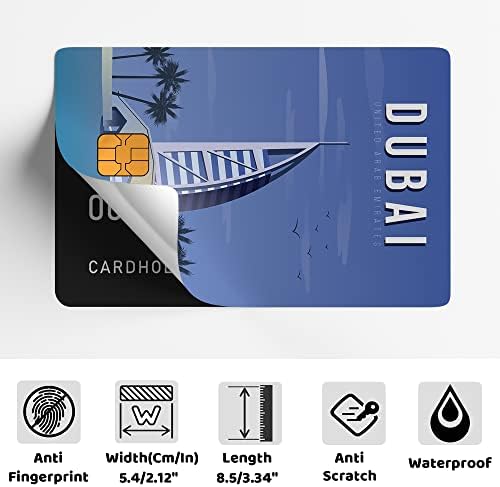 4pcs/adesivo de cartão set com estilo retrô Dubai Burj al Arab - adesivo de vinil trippy para crédito, débito, cartão de transporte,
