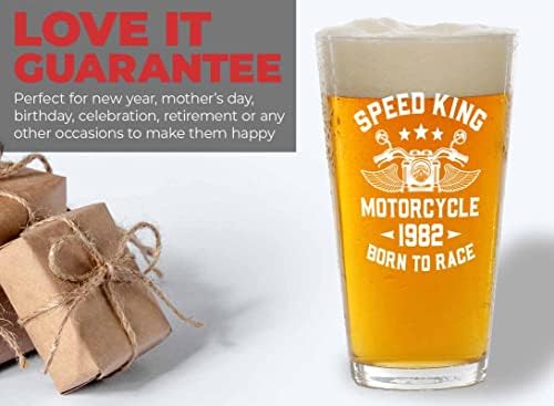 Motorcycle Lover Pint Glass 16oz - Speed ​​K motocicleta 1982-41 Racer de aniversário Sportbike Mechanic Dirtbike