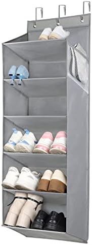 Univivi sobre o organizador de sapatos da porta, pendura de sapatos com 6 bolsos profundos para 12 pares, armazenamento