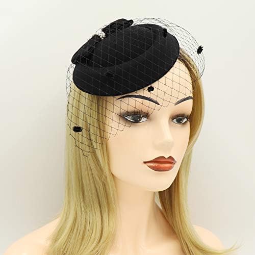 Umeeupar Pillbox Fascinator Hat for Women Wedding Tea Party Hat da cabeça do cabeleireiro com véu