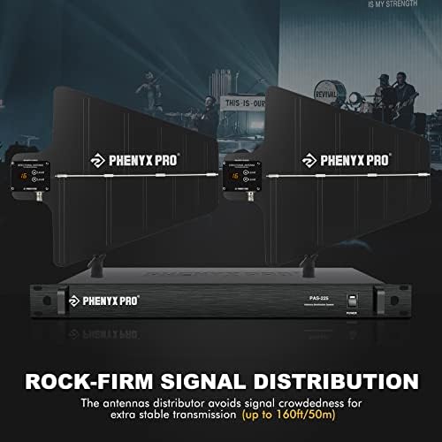 Pacote de microfone sem fio Phenyx Pro UHF Pacote PTU-52A com PAGLE PAS-225X UHF Wireless Antenna Distribution System.