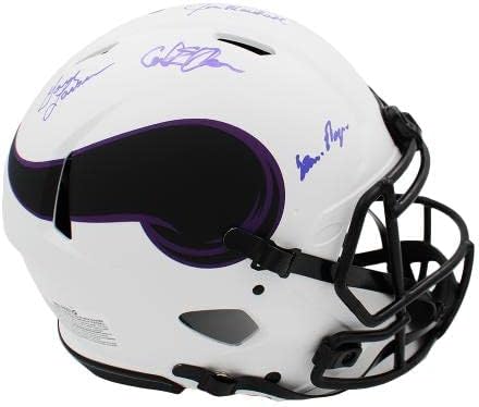 Equérfias de pessoas roxas assinaram o capacete lunar da NFL autêntico do Minnesota Vikings - capacetes autografados da NFL