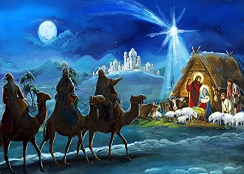 BELECO FASTER 7X5FT CENA Natividade cenário de Natal Nightlight Starlight Holy Family e Three Kings Desert Manger Birth of Jesus