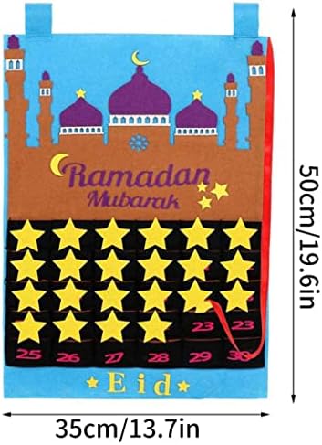 Calendário do calendário de Eid Mubarak Ramadã pendurou calendário de contagem regressiva do calendário de contagem regressiva para a decoração de Eid Mubarak calendários de advento azul