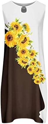 Vestidos de tanque de verão para mulheres moda floral estampado t camisetas vestidos com mangas com giro de giro da tripulação