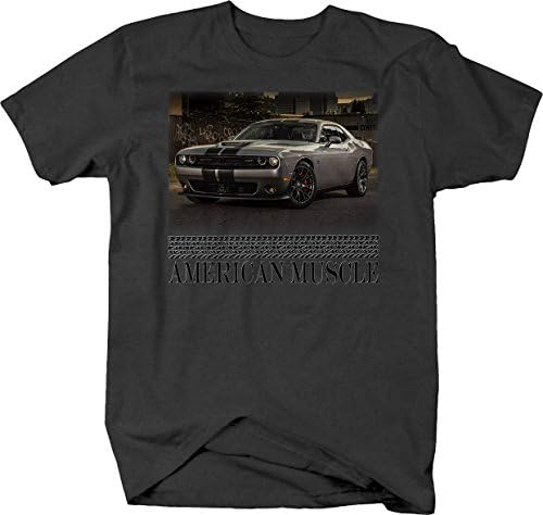 American Muscle Hotrod Challenger Grey Hotrod Car Racing Graphic Camise