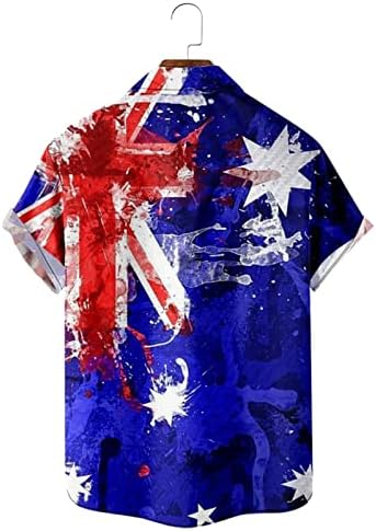 Camisas de trabalho de verão BMISEGM para homens Mens Independência Bandeira 3D Impressão digital Moda personalizada lapela grande
