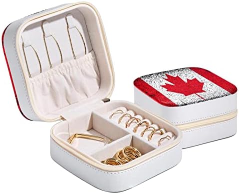 Jóias de viagem caixa de jóias Canadá Bandeira Maple Leaf Couather Small Jewelry Organizador, porta -caixas de viagem