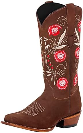 Botas para mulheres botas de cowboy brancas, puxar confortáveis ​​no calcanhar com zíper salto apontado com os dedos bordados de cowgirl ocidental botas de joelho