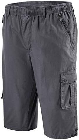 NIUQI Multi Pocket Shorts de bolso elástico calças de algodão cortada de algodão de algodão Summer Summer