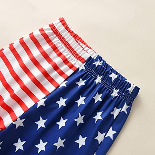 Presente de menina para meninas Toddler Girls Short Slave Stripe Star EUA Flag 4 de julho camiseta Tops Estrelas listradas