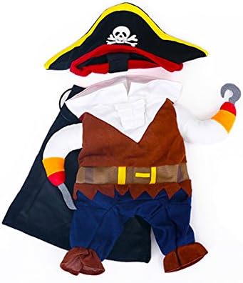 Mikayoo Costume de moda de moda de estimação Piratas do caribenho roupas de halloween com um traje de chapéu para cachorro