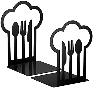 Dingzz 1Pair Cloud Cutlery Shape Livros Livros de cozinha de cozinha black metal termina os livros pesados ​​titulares de prateleira