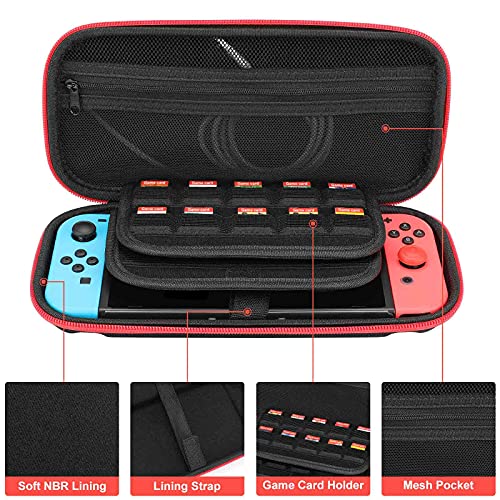 Caixa de transporte para Nintendo Switch, Jujutsu Anime Imprimindo Proteção Hard Shell Bag com 20 slots de cartas de jogo