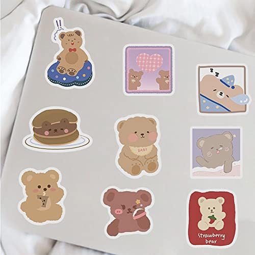 102pcs desenho animado fofo coreano adesivos para laptop para crianças, adoráveis ​​adesivos estéticos de urso