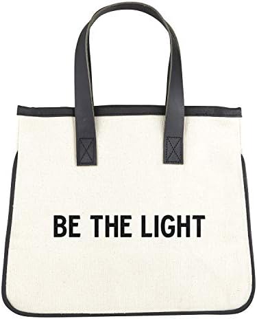 Brands criativas FaithWorks-Inspirational Mini Canvas e Leather Tote, 11 x 9,5 polegadas, seja a luz