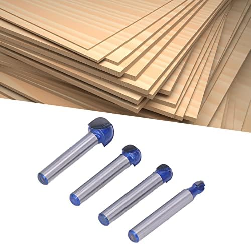 1/4in Shank CORE CORRETOR CORRETOR DO ROUTOR, 4PCS ROUNTE ROUTE ROUTER BITS DUPLO FLUTE CORTE CORRETA CORA TRAVAÇÃO COM CORRETA DE AGRAVAGEM COM 1/4 polegada