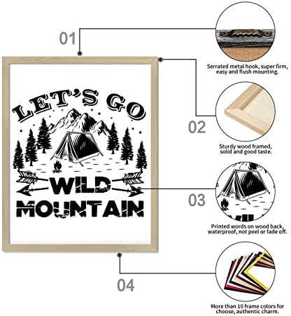 Citação motivacional Placa de parede de madeira com citação de família Let's Go Mountain Mountain Placa de madeira para o quarto Garden