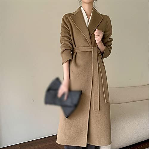 Zouyeeph Women's Woolen Coat Autumn e Winter Long Slim Wool Cape Solid Color Moda