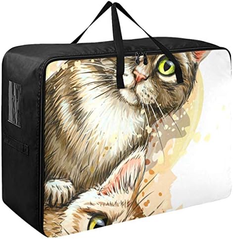 Saco de armazenamento de roupas N/ A Underbed para colcha - Capacidade de grande capacidade Bolsa de dois gatos de dois gatos com tocas de armazenamento de decoração para zíperes para quarto