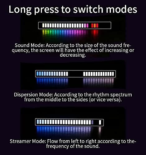 RGB Music Control Rhythm Light, Luz ambiente colorida de LED, indicador de luz de nível de nível de 32 bits, atmosfera ativada