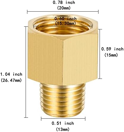 Iniret 5 pacotes de 1/4 NPT Male a 3/8 Adaptador de redutor feminino NPT, encaixe de tubo de latão, ajuste de tubo de rosca de bucha