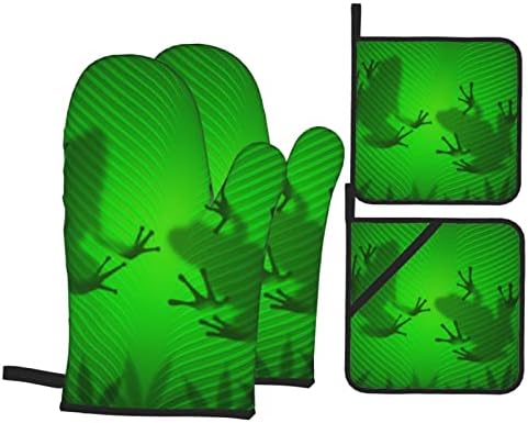 Sombra de sapo tropical em luvas de forno resistente ao calor das folhas e conjuntos de suportes de maconha