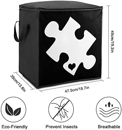 Autism Consciência Puzzle Push Piece Large Quilt Storage Bacha Organizer Box Zipper em cima para travesseiro de travesseiro de