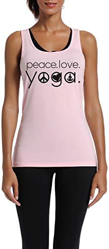 Tanques de treino wingzoo tops para mulheres womens paz amor yogo engraçado dizendo fitness gym racerback camisetas
