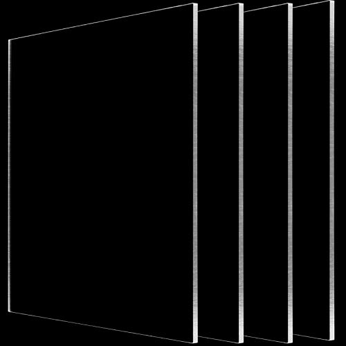 Kohand 4 pacote de 12 x 12 polegadas folhas de acrílico, lençóis de plexiglasse transparentes de 1/4 polegada de espessura plexiglass