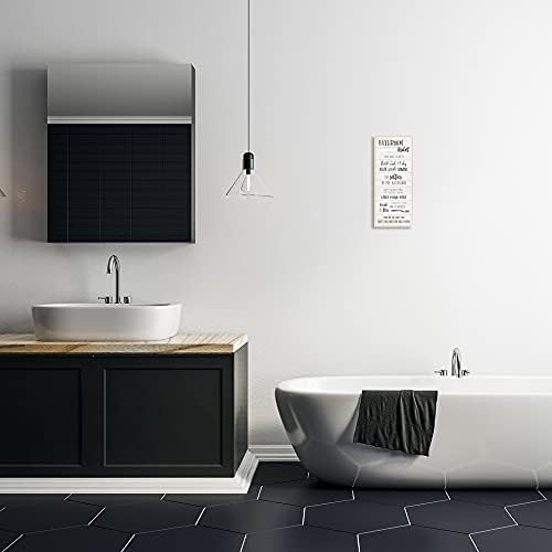 As regras de banheiro da Stuell Industries assinam frases divertidas de papel higiênico, projetadas por Natalie Carpentieri Wall Plack, 7 x 17, cinza