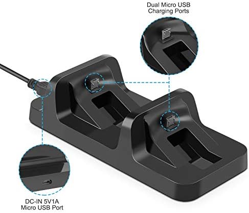 Carregador do controlador PS4, Keten Dual USB Charging Dock Station para Sony PlayStation 4/PS4 Pro/PS4 Slim Controller