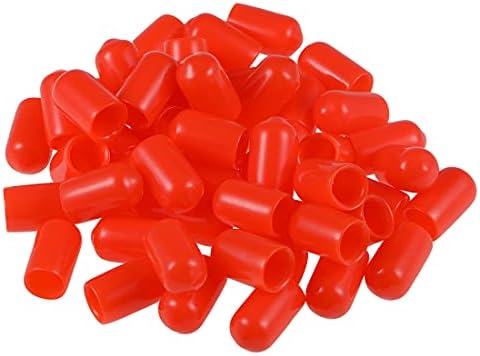 uxcell 50pcs tampas de borracha de borracha de 8 mm Id vinil redonda de parafuso de parafuso de parafuso de tampa de fios de parafuso RED RED RED RED