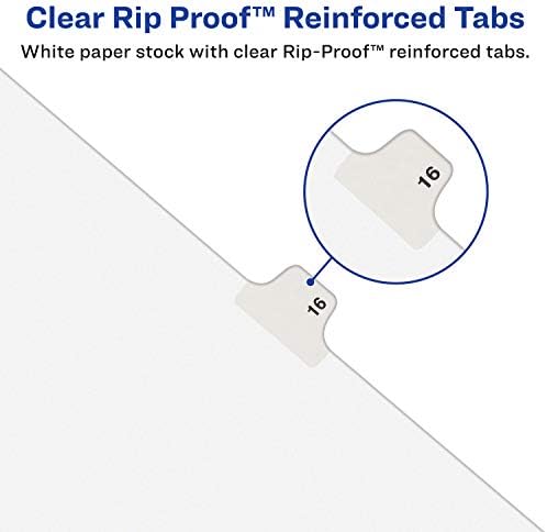 Avery Individual Legal Exhibit Divishers, Avery Style, 12, aba lateral, 8,5 x 11 polegadas, pacote de 25, branco