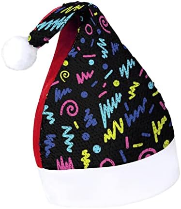 Memphis engraçado chapéu de Natal de lantejoulas Papai Noel Hats para homens Decorações de festas de férias de Natal