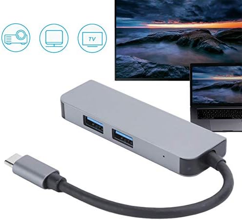 Adaptador HDMI do Hub USB C, cubo do tipo C para HDMI 4K, 2 portas USB 3.0 Saída, SD TF Card Reader, Estação de Docking de liga de alumínio, adaptador de saída para laptop