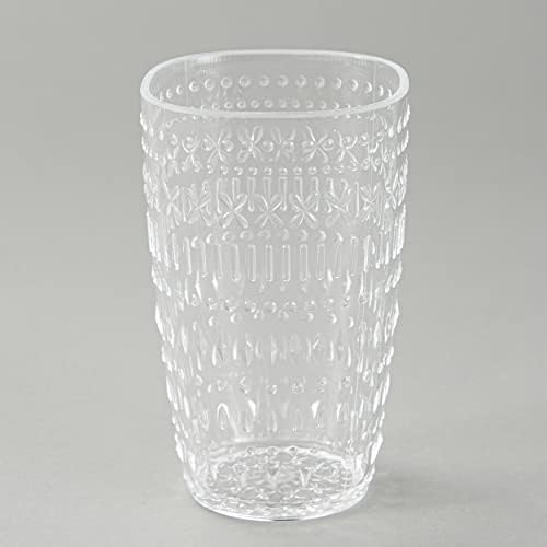 O conjunto de vidro do copo de coleta à beira do lago - utensílios de plástico para uso ao ar livre - conjunto de 4, transparente
