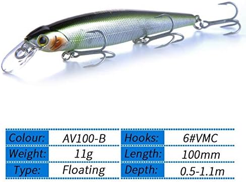 10cm 11g Sistema de peso ímã Sistema de pesca longa Novo modelo de pesca isca dura Mergulho 0,5-1,1m de qualidade profissional