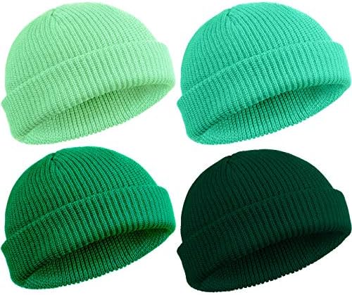 Satinior 4 peças Feeanie de traineira Roll Roll Up Edge Skullcap Fisherman Beanie Unissex