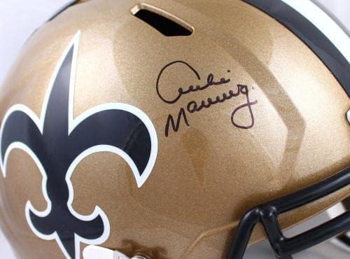 Archie Manning autografou New Orleans Saints 76-99 F/S Speed ​​Helmet-Fanatics-Capacetes NFL autografados