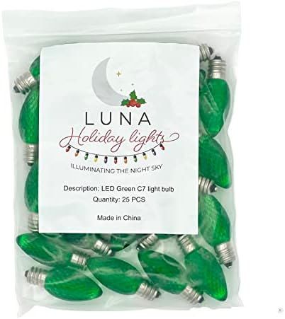LUZES LUNA Holiday Lights C7 LED verde lâmpada, soquete de 2-smd de luz de Natal de Natal
