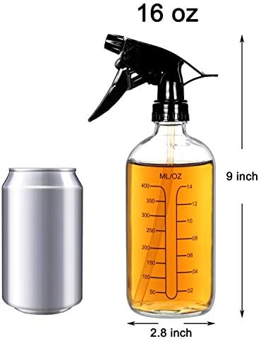 YounGever 4 Pack 16 onças de vidro vazio garrafas com medições, garrafas de spray para cabelos e soluções de limpeza