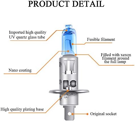 2pcs H1 55W Super Branco Branco 5000k Halogênio Halogênio Lâmpada Lâmpada 12V Lâmpada Luz de Luz de Luz de Cartão Substituição